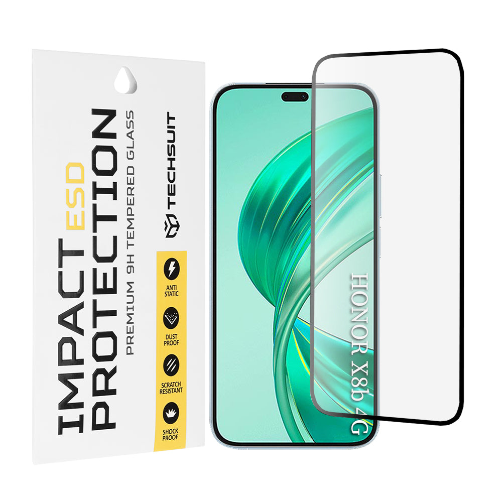 Techsuit Screen Protector Film for Honor 400 Lite / X8c / X8b, Tempered Glass, Full Glue, Black