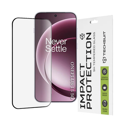 Techsuit Screen Protector for OnePlus 15, Tempered Glass, Full Glue, 111D, Black