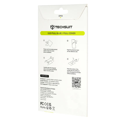 Techsuit Screen Protector Film for Realme C100 5G, Tempered Glass, Full Glue, 111D, Black