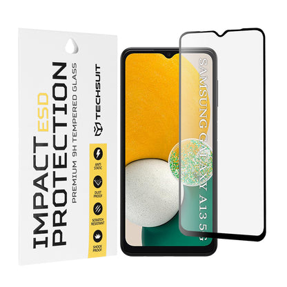 Techsuit Screen Protector Film for Samsung Galaxy A04 A045 / A04s A047 / A13 5G A136, Tempered Glass, Full Glue, Black