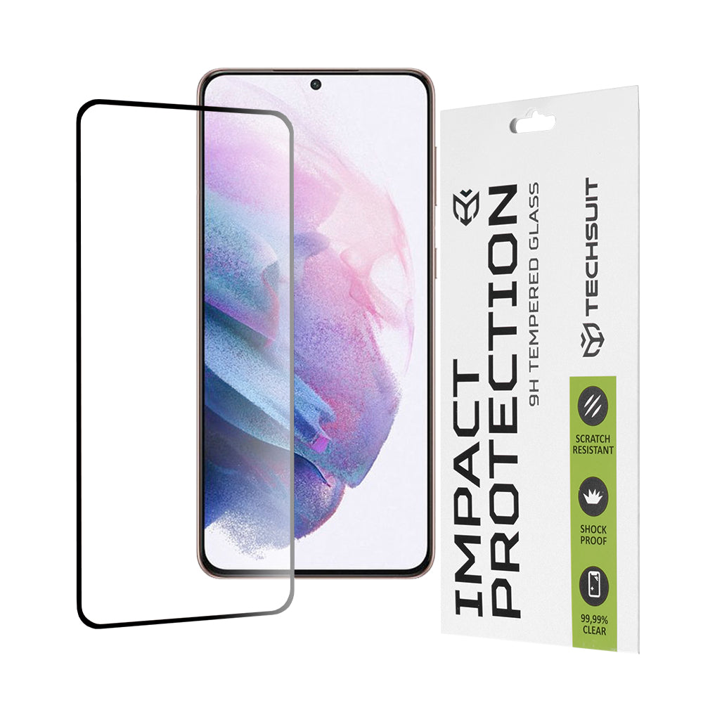 Techsuit Screen Protector Film for Samsung Galaxy S21+ 5G G996, Tempered Glass, Full Glue, 111D, Black