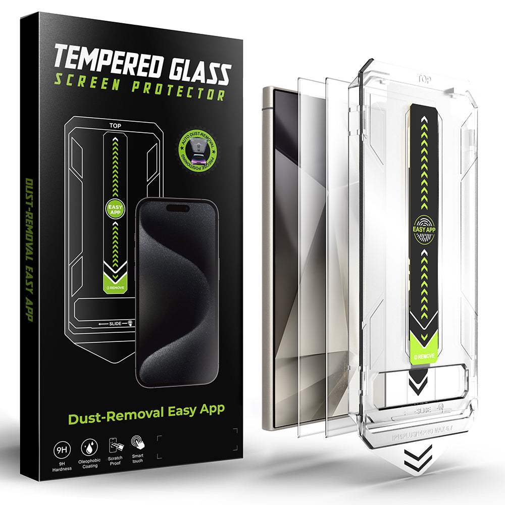 Techsuit TitanGlass CrystalHD Screen Protector for Samsung Galaxy S24 Ultra S928, Tempered Glass, Full Glue, Set of 2 pieces
