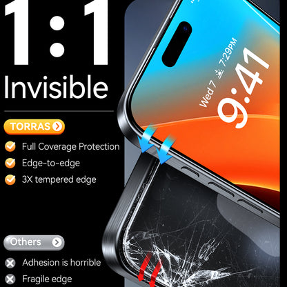 Torras GlassGo Install Master Screen Protector for Apple iPhone 16 Pro Max, Tempered Glass, Full Glue, Black