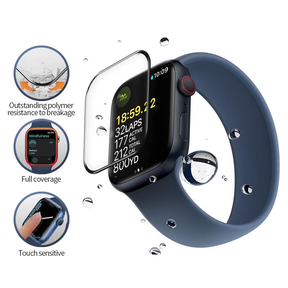 Blueo High Molecule Protective Film for Apple Watch 40mm Series, Tempered Glass, Black