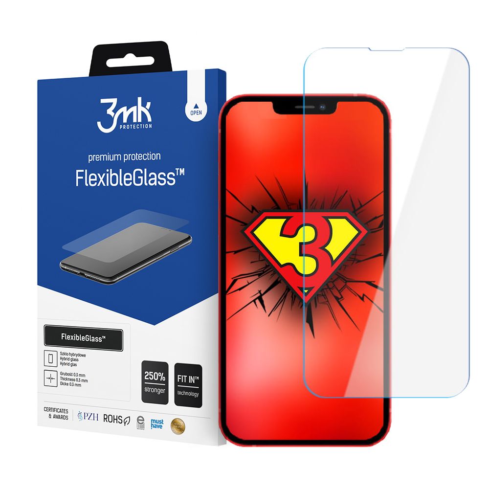 3MK FlexibleGlass Screen Protector for Apple iPhone 17e / 16e / 14 / 13 Pro, Flexible Glass, Full Glue