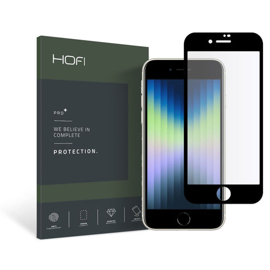 HOFI PRO+ Screen Protector for Apple iPhone SE (2022) / SE (2020) / 8, Tempered Glass, Full Glue, Black