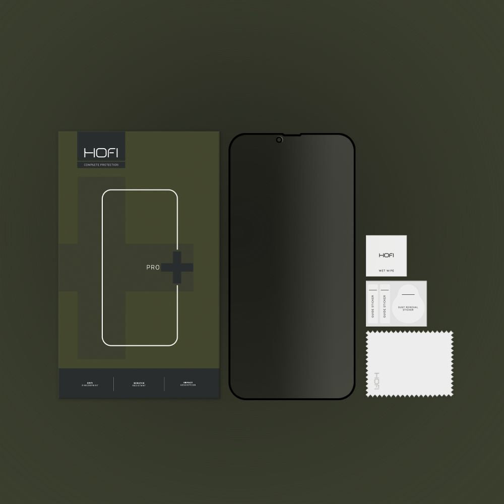 Privacy Screen Protector HOFI PRO+ for Apple iPhone 17e / 16e / 14 / 13 Pro, Tempered Glass, Full Glue