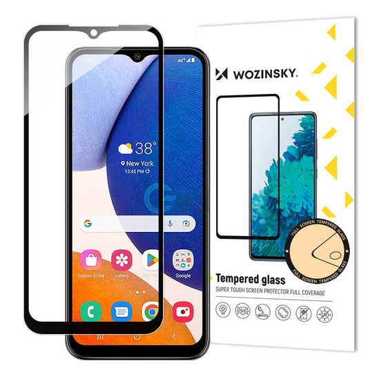 WZK Screen Protector for Samsung Galaxy A14 A145 / A14 5G A146, Tempered Glass, Full Glue, Black