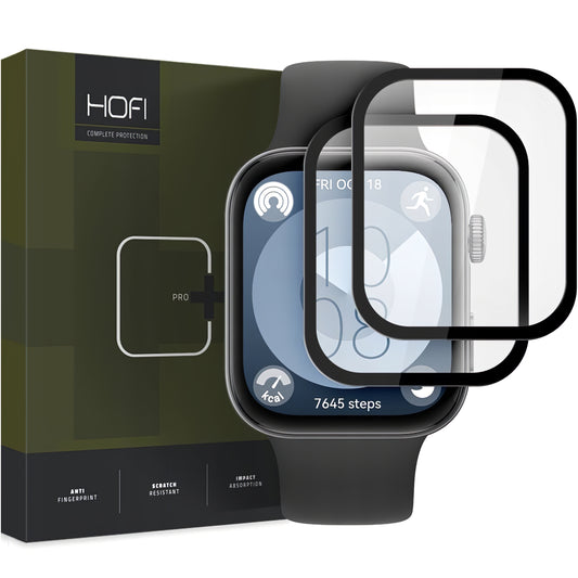 HOFI Hybrid PRO+ Screen Protector for Huawei Watch Fit 3, Set of 2 pieces, Plastic, Black