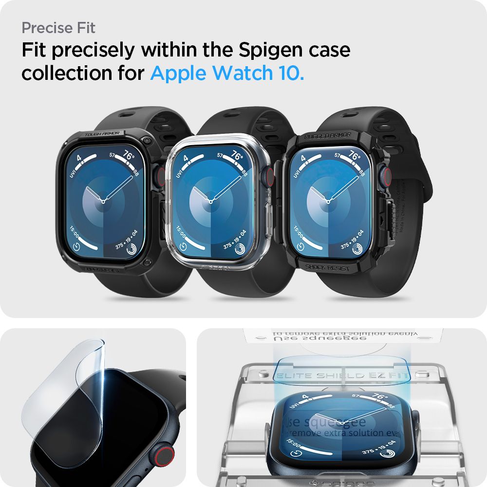 Spigen Elite Shield EZ FIT Screen Protector for Apple Watch 46mm Series, Set of 2, Plastic AFL08579