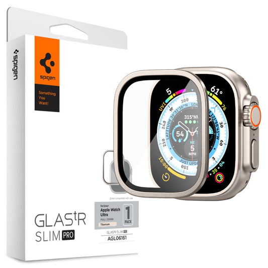 Spigen GLAStR Slim Pro Screen Protector for Apple Watch Ultra Series, Tempered Glass, Gray AGL06161