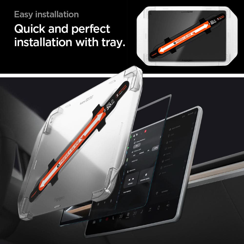Spigen GlastR EZ FIT Anti-Glare FC Screen Protector for Tesla Y (2026 / 2025) / 3 (2026 / 2025 / 2024) Navigation Display, Tempered Glass AGL07152