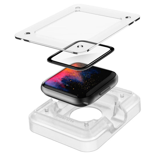 Spigen ProFlex EZ FIT Protection Film for Apple Watch 44mm Series, Set of 2 Pieces, Flexible Glass, Black