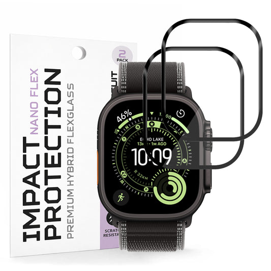 Techsuit Nano Flex Protection Film for Apple Watch Ultra Series, Set of 2 Pieces, Plastic, Black