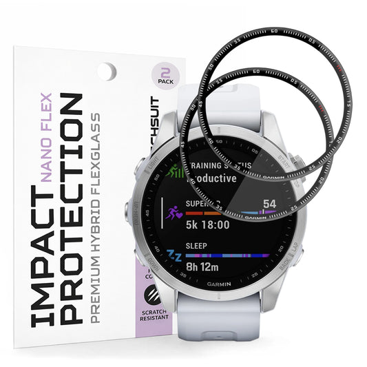 Techsuit Nano Flex Protection Film for Garmin Fenix 7S, Set of 2 pieces, Plastic, Black