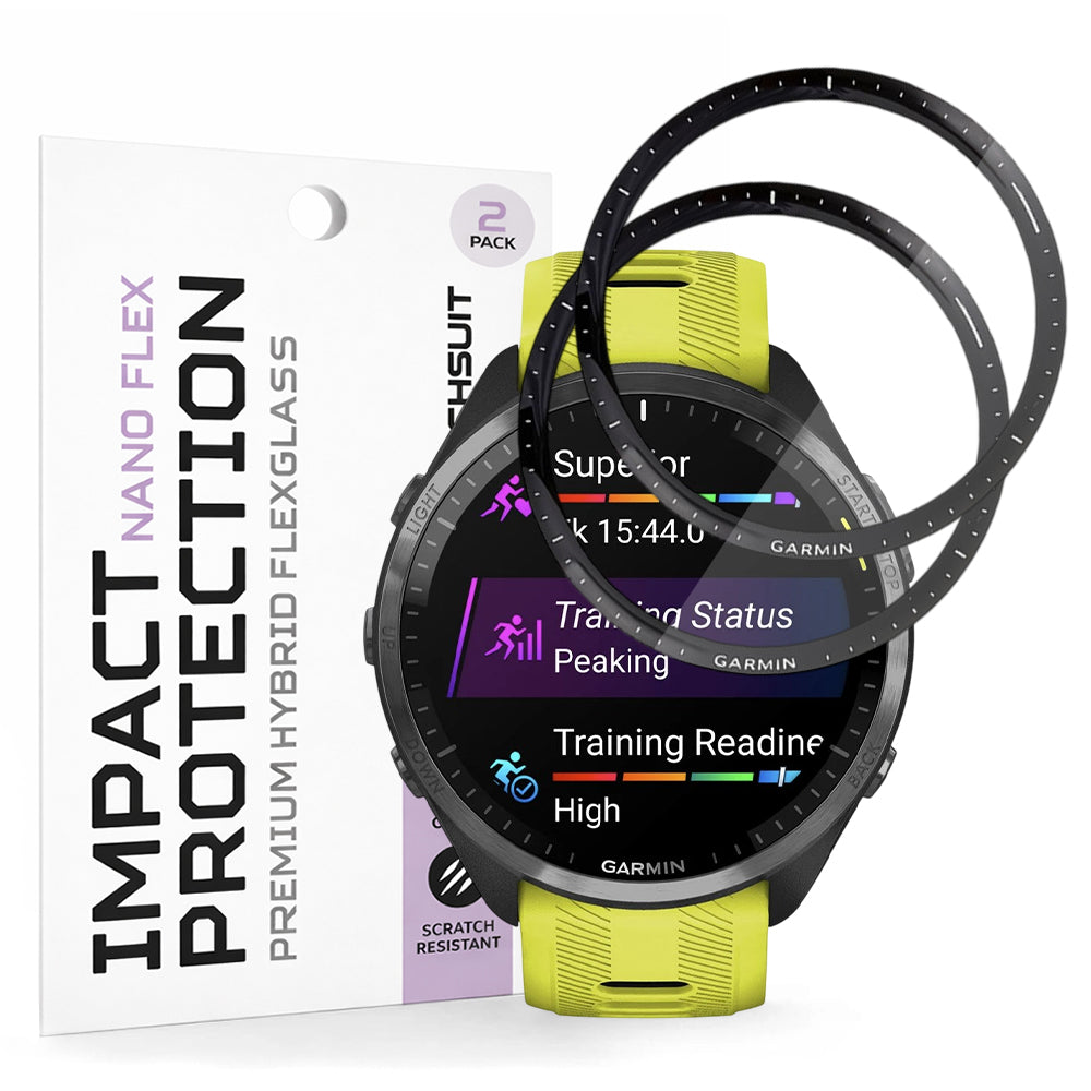 Techsuit Nano Flex Protection Film for Garmin Forerunner 965, Set of 2 pieces, Plastic, Black