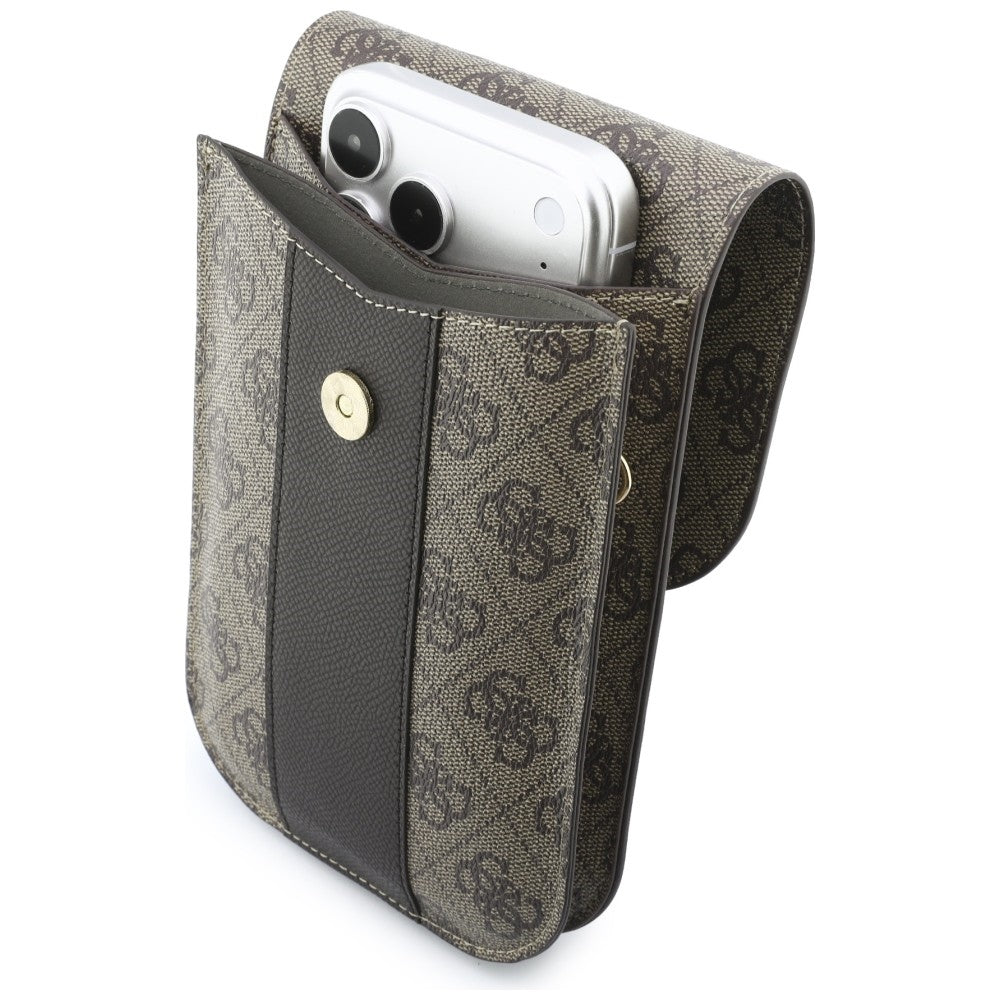 Universal Phone Bag, Guess, 4G Classic Logo Stripe, Brown
