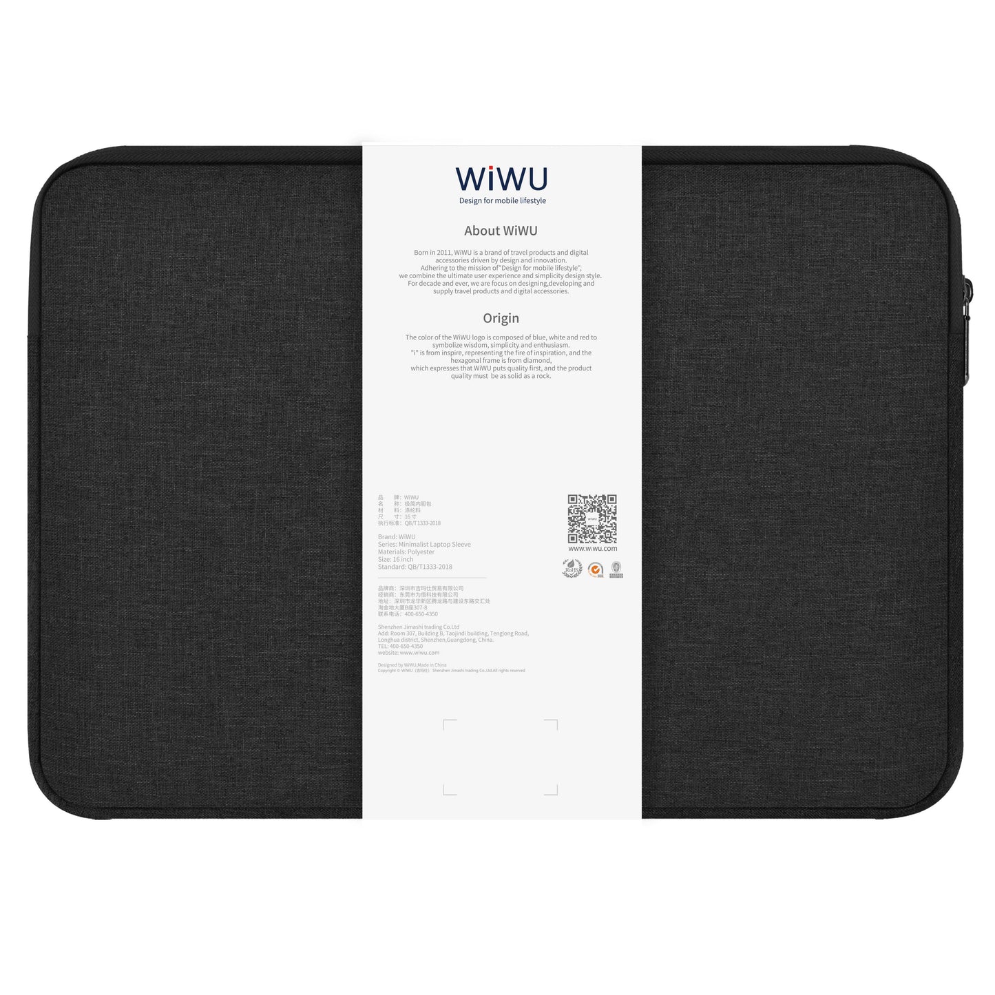 WiWu Minimalist Sleeve for 14inch Laptop, Black