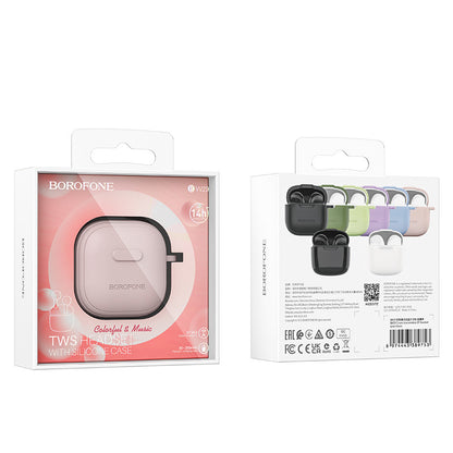 Handsfree Bluetooth Borofone BW29, TWS, Pink