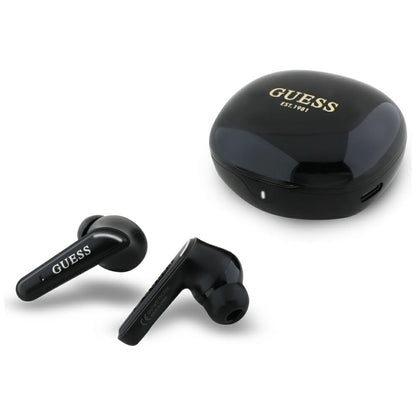 Handsfree Bluetooth Guess Flat Classic Logo Electroplated, TWS, Black