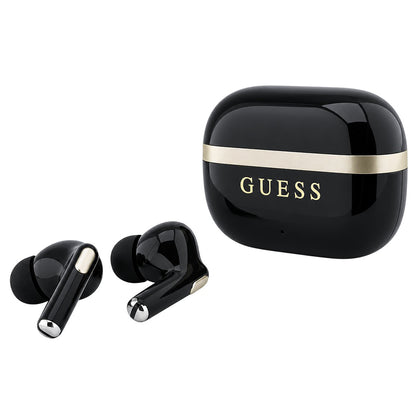 Guess Glossy Gold Line Printed Classic Logo Bluetooth Handsfree, TWS, Black