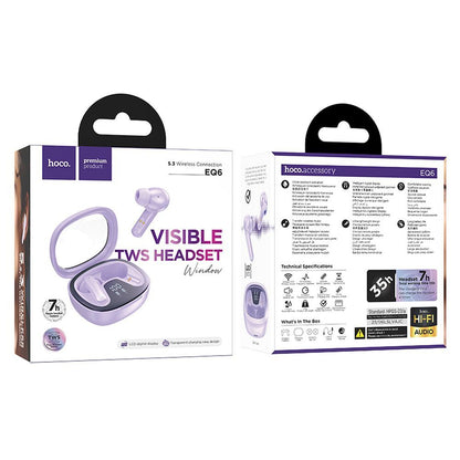 Handsfree Bluetooth HOCO Shadow EQ6, TWS, Purple