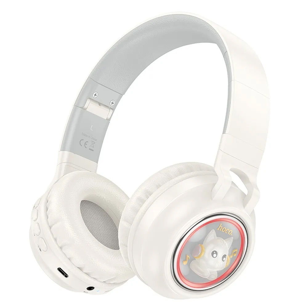 Handsfree Bluetooth HOCO W50 Kids Cute Cat, A2DP, White