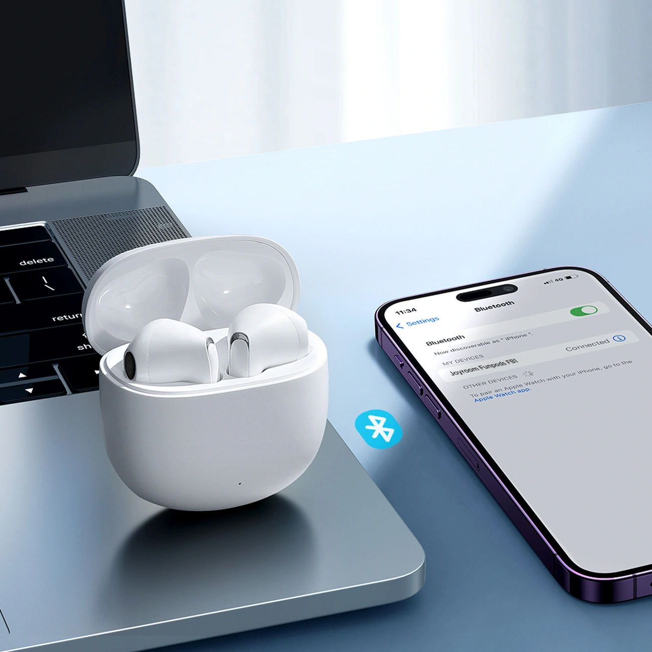 Bluetooth Handsfree Joyroom Funpods JR-FB1 New Version, TWS, White