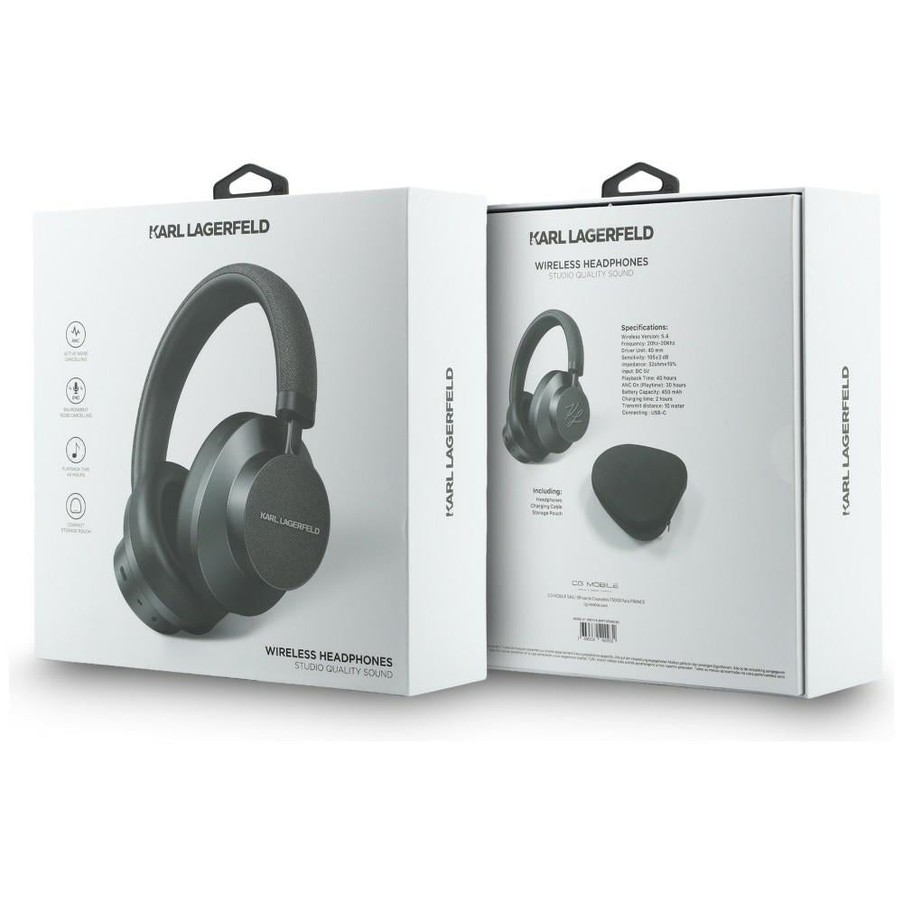 Karl Lagerfeld Saffiano Elongated Bluetooth Handsfree, A2DP, ANC, Grey