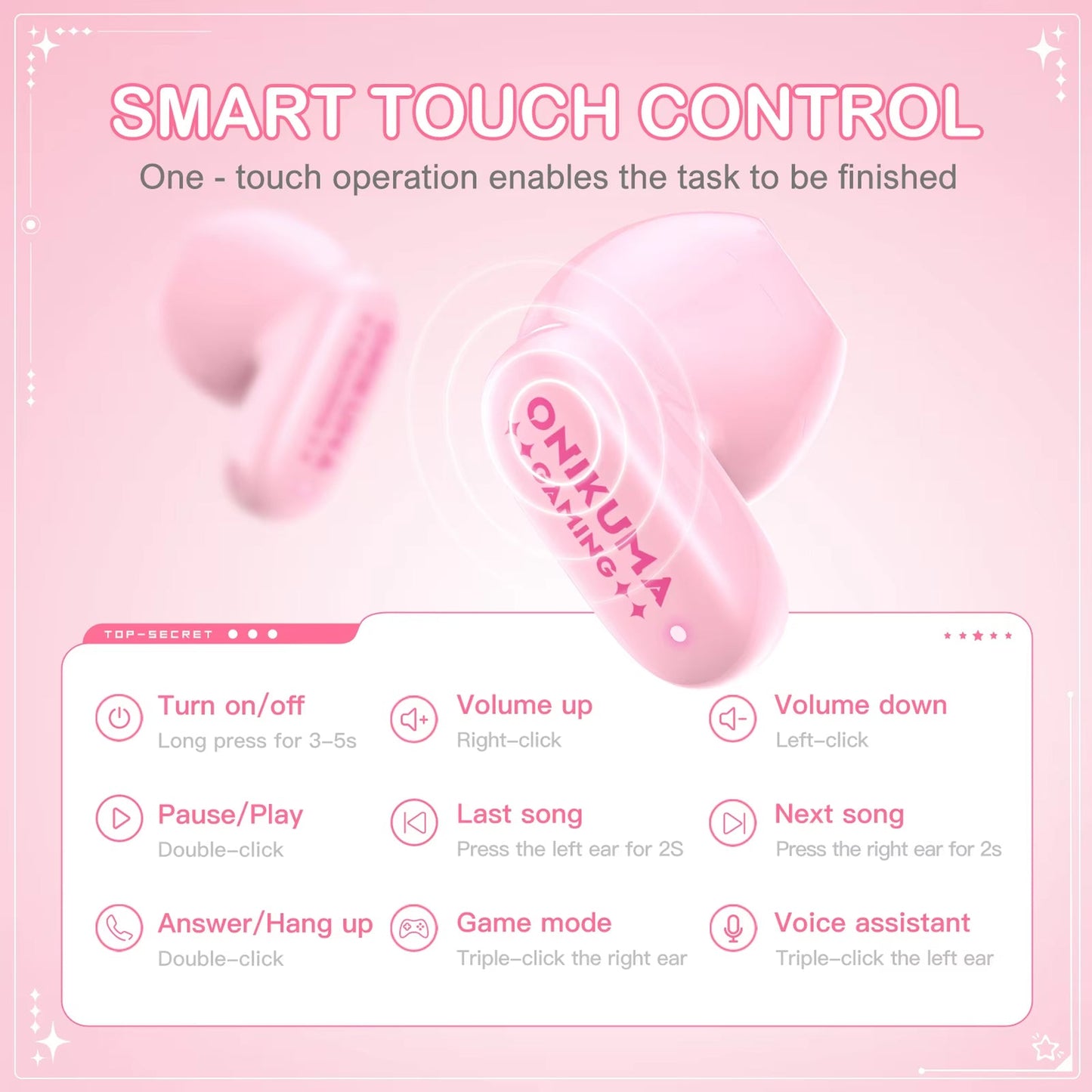Handsfree Bluetooth Onikuma TX603, TWS, Pink
