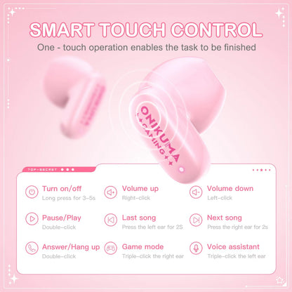 Handsfree Bluetooth Onikuma TX603, TWS, Pink