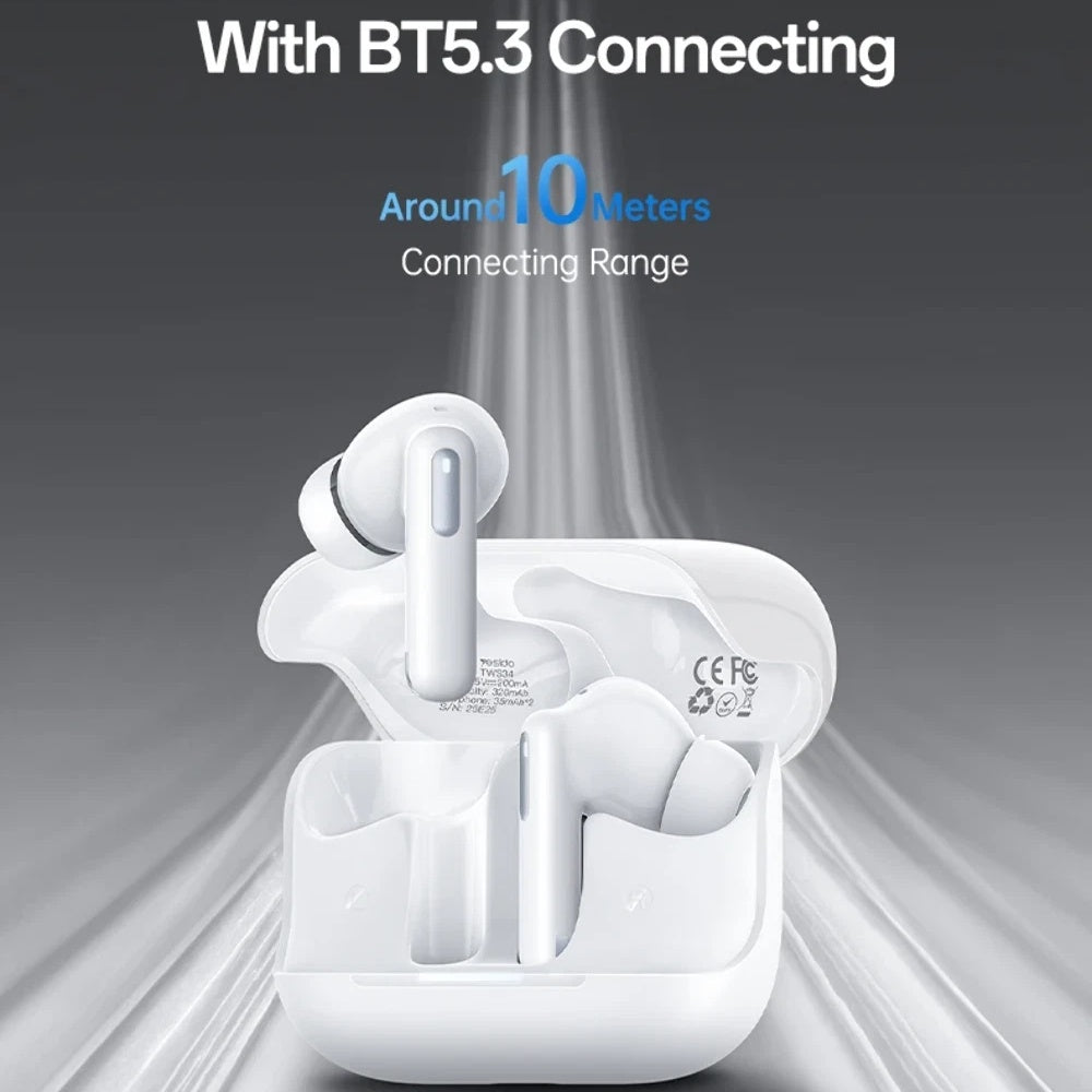 Handsfree Bluetooth Yesido TWS34, TWS, ANC, White