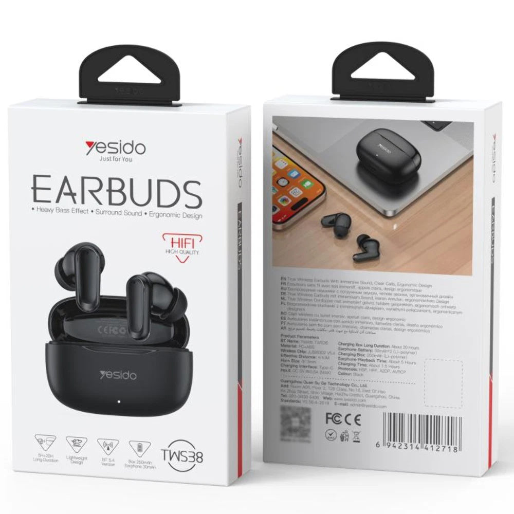 Bluetooth Handsfree Yesido TWS38, TWS, White