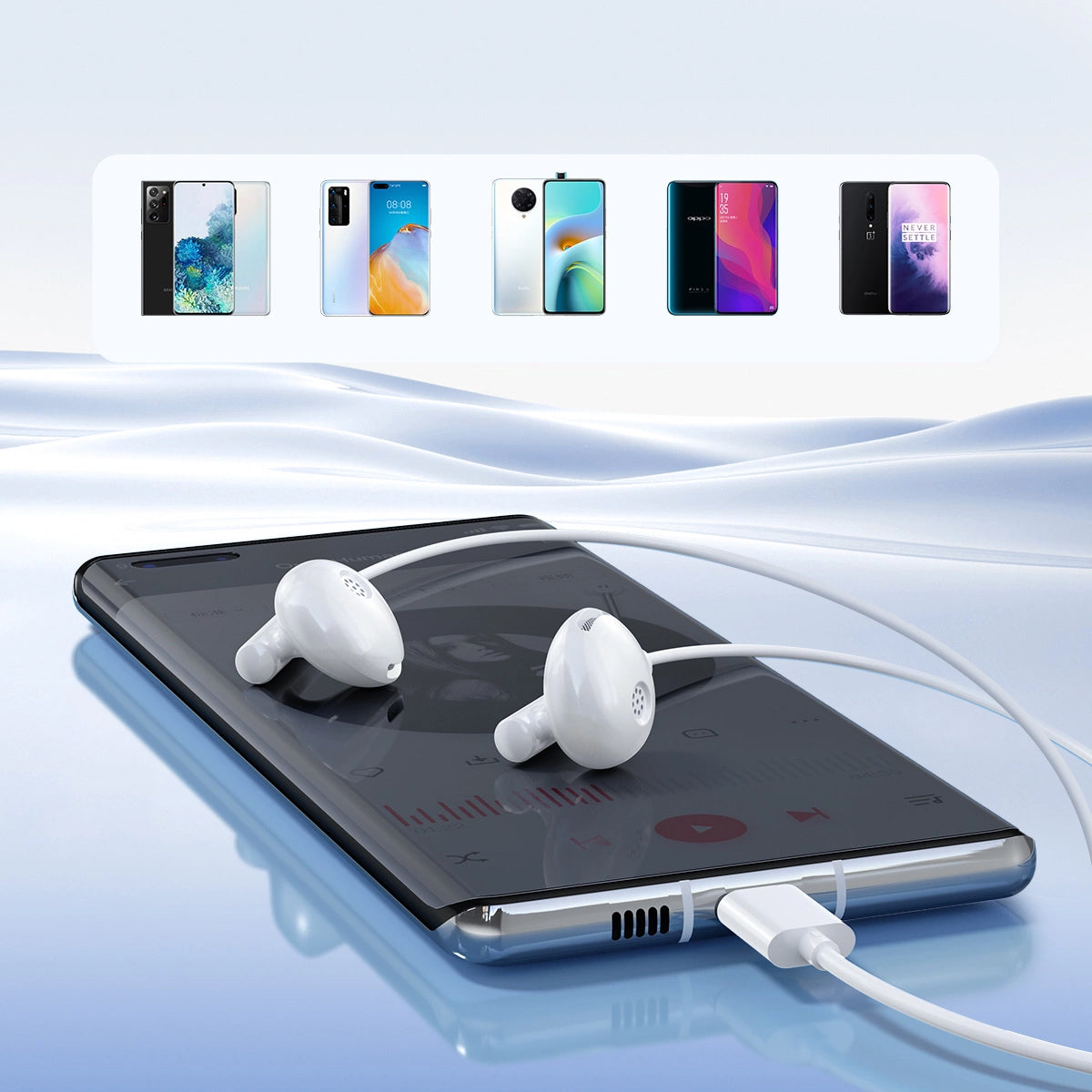 Handsfree USB-C Joyroom JR-EC05, White