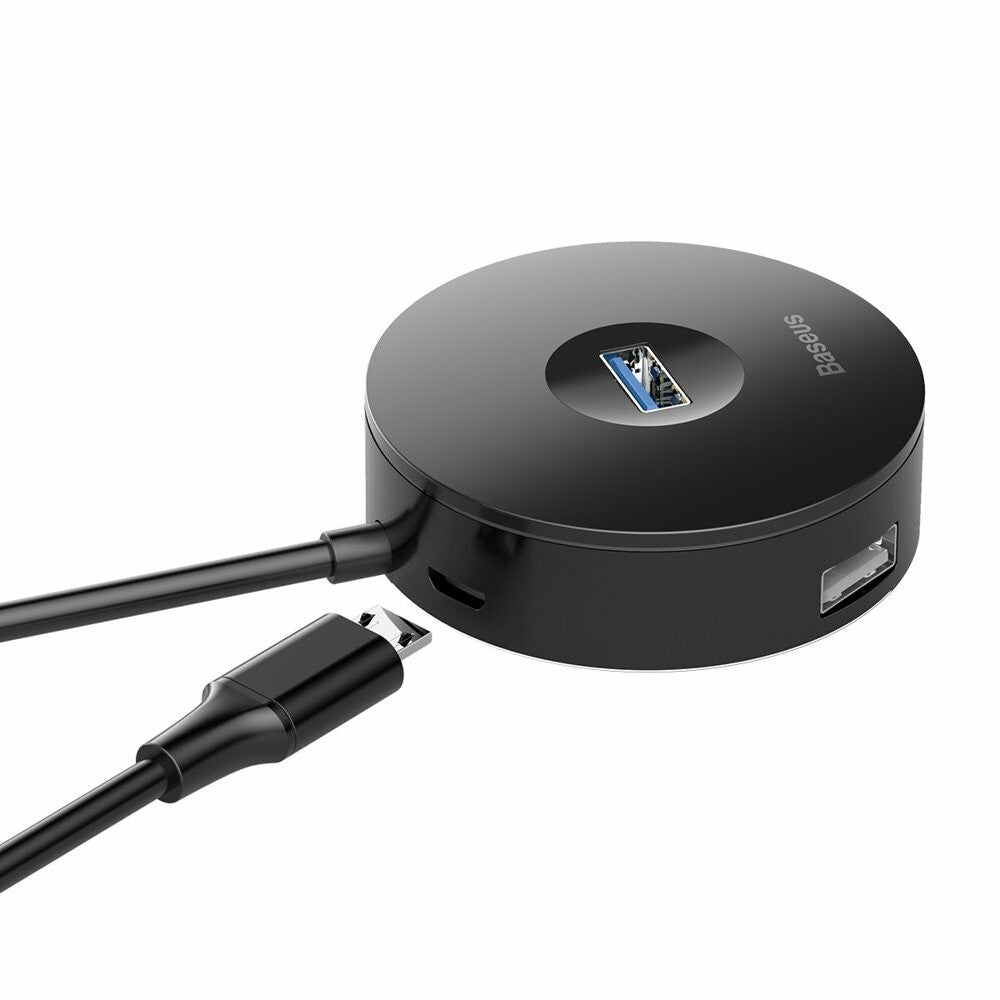 Baseus Round USB Hub, 3 x USB-A - 1 x USB-A 3.0, 1m, Black CAHUB-U01