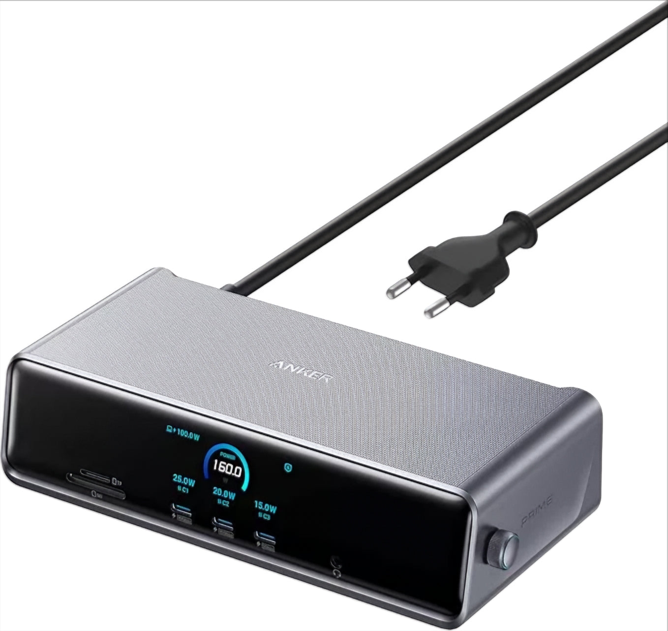 Anker Prime Multifunctional Hub, 3 x USB-A - 4 x USB-C - 1 x Display Port - 2 x HDMI - 1 x 3.5mm Jack - 1 x RJ45 - 1 x SD - 1 x microSD, Gray A83B33A1