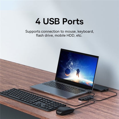 Baseus UltraJoy USB Hub, 4 x USB-A 3.0, 1m, Black B0005280B111-03