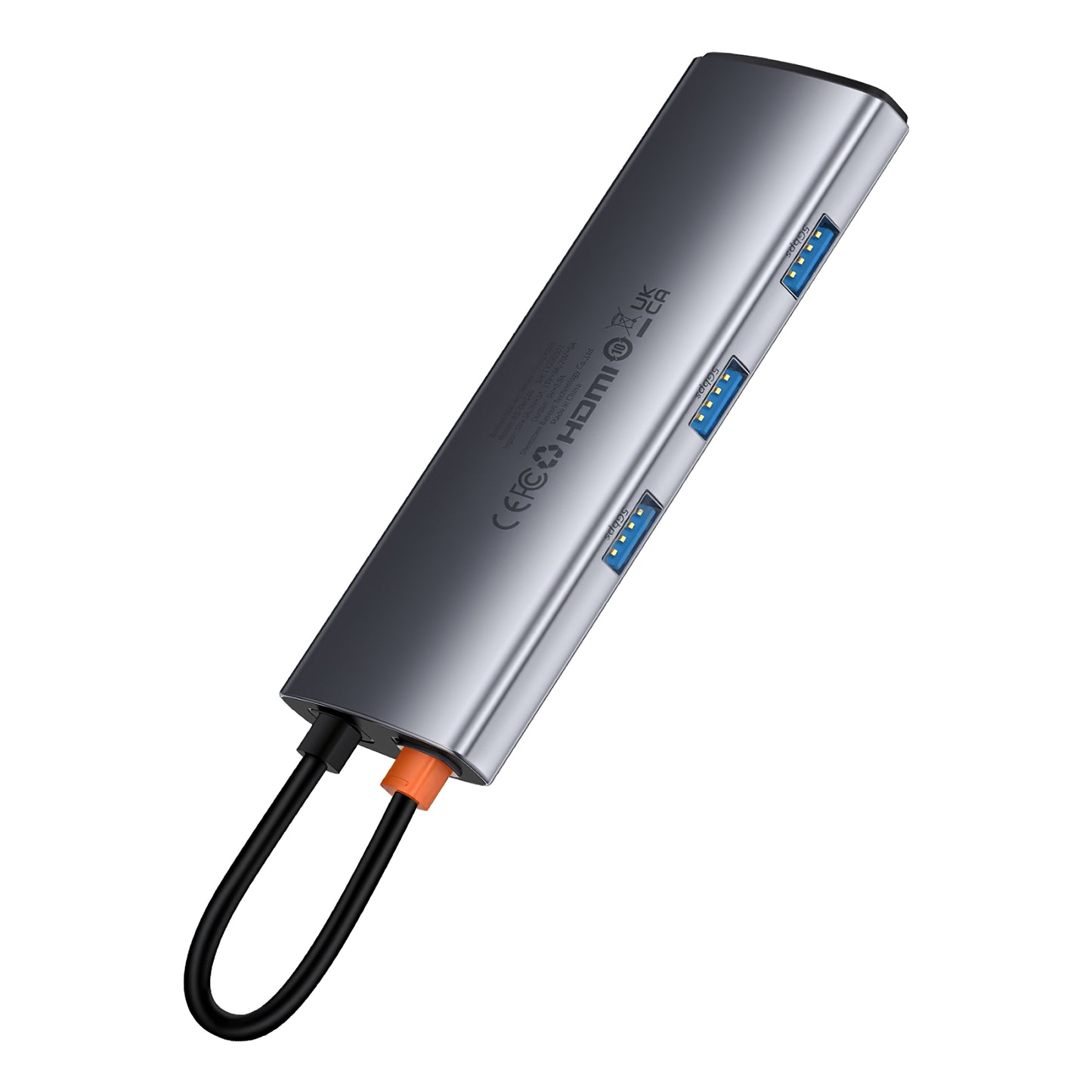 Baseus Joystar USB-C Hub, 3 x USB-A 3.0 - 1 x USB-C - 1 x HDMI - 1 x SD - 1 x microSD, Silver B00030708811-00