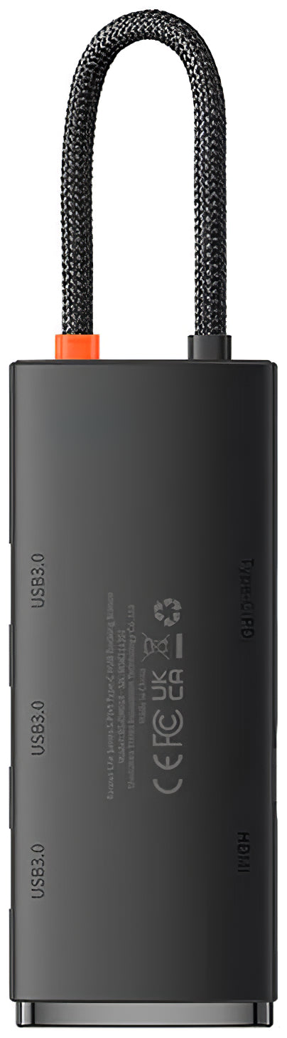 USB-C Hub Baseus Lite, 3 x USB-A 3.0 - 1 x USB-C - 1 x HDMI, 0.2m, Black WKQX080201