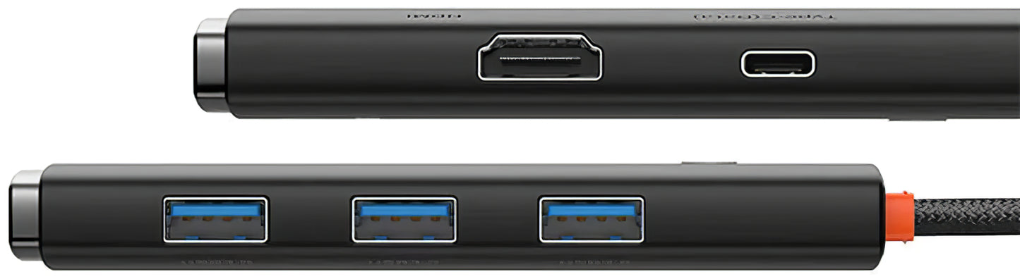 USB-C Hub Baseus Lite, 3 x USB-A 3.0 - 1 x USB-C - 1 x HDMI, 0.2m, Black WKQX080201