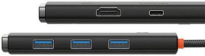 USB-C Hub Baseus Lite, 3 x USB-A 3.0 - 1 x USB-C - 1 x HDMI, 0.2m, Black WKQX080201