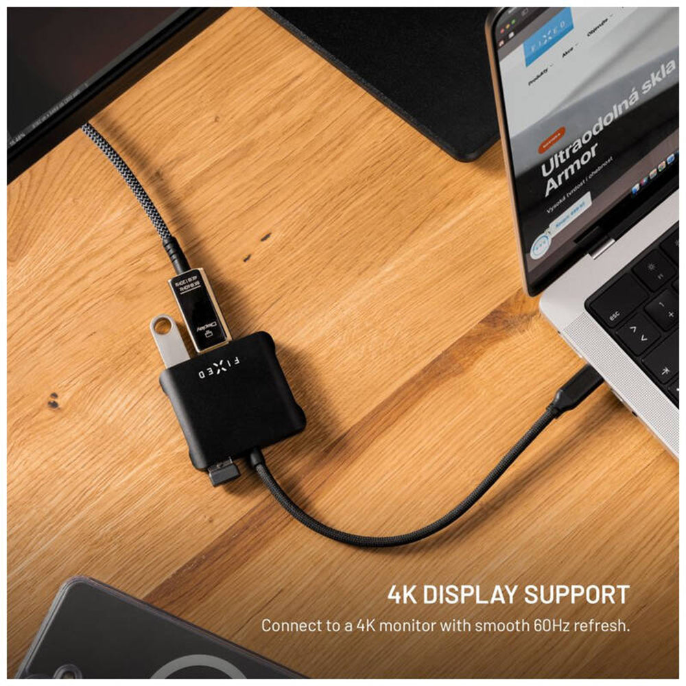 Fixed Quadri USB-C Hub, 5in1, Black