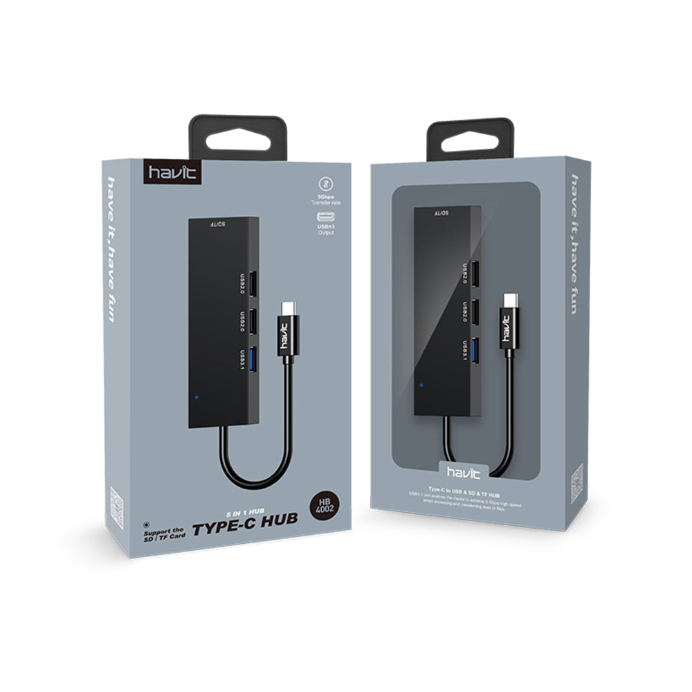 HAVIT HB41 USB-C Hub, 4in1, Silver