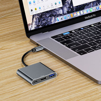 Hub USB-C Tech-Protect V1, USB-A 3.0 - 1 x USB-C - 1 x HDMI, Gray