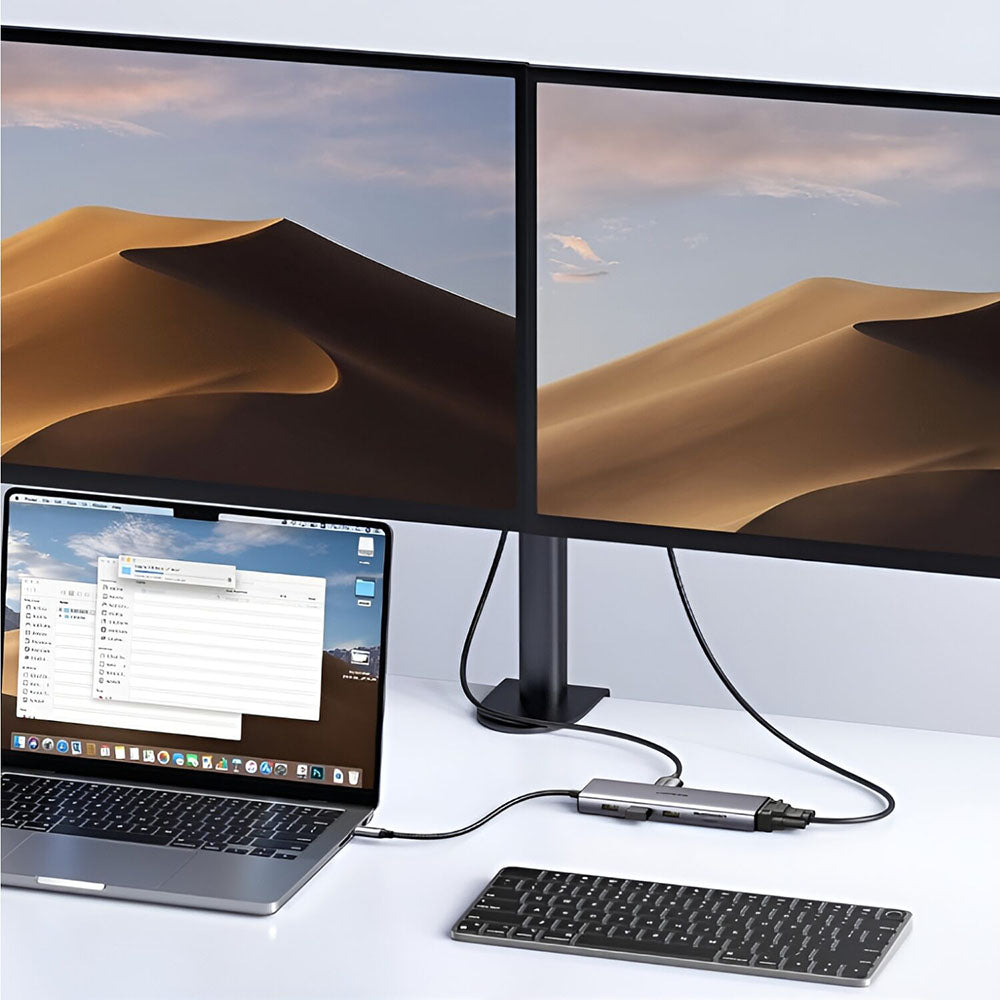 UGREEN CM498 USB-C Hub (15600), 3 x USB-A 3.0 - 1 x USB-C - 1 x HDMI - 1 x VGA - 1 x RJ45 - 1 x SD - 1 x microSD, Gray