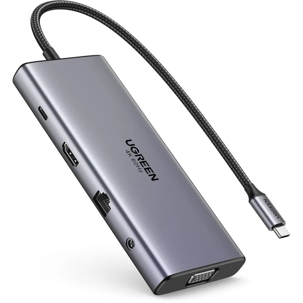 UGREEN CM639 USB-C Hub (45520), 2 x USB-A 3.2 - 3 x USB-C - 1 x HDMI - 1 x VGA - 1 x 3.5mm Jack - 1 x RJ45 - 1 x SD - 1 x microSD, Gray