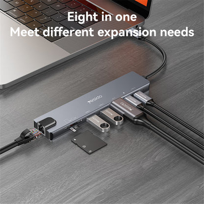 Yesido HB27 USB-C Hub, 8in1, Gray