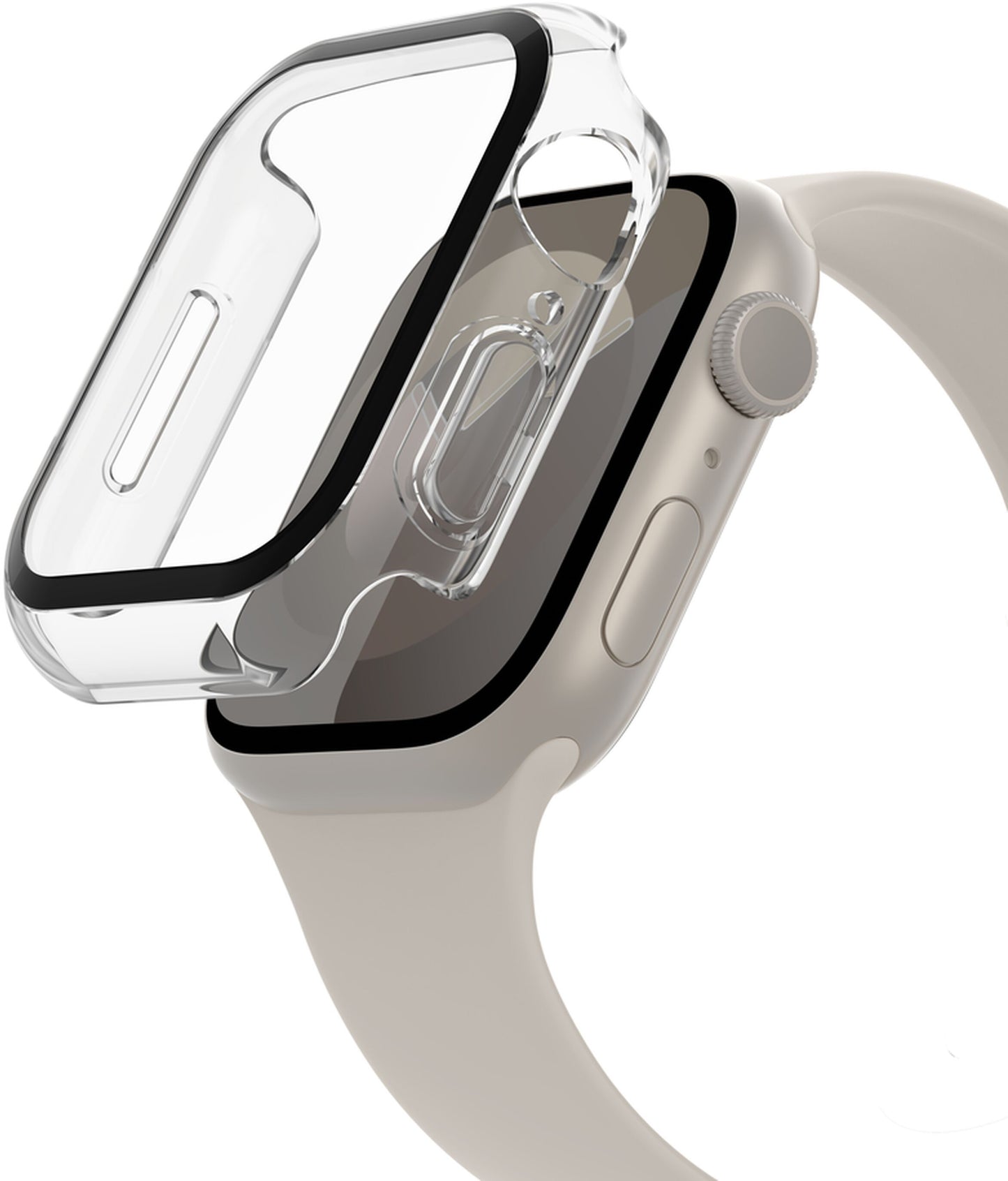 Belkin ScreenForce TemperedCurve Case for Apple Watch 44mm / 45mm Series, Transparent OVG004zzCL-REV