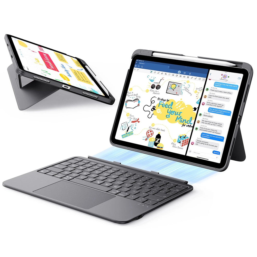 Keyboard Case for Apple iPad Air 11 (2026) / iPad Air 11 (2025) / Air 11 (2024) / Air (2022) / Air (2020), ESR, Flex, Gray