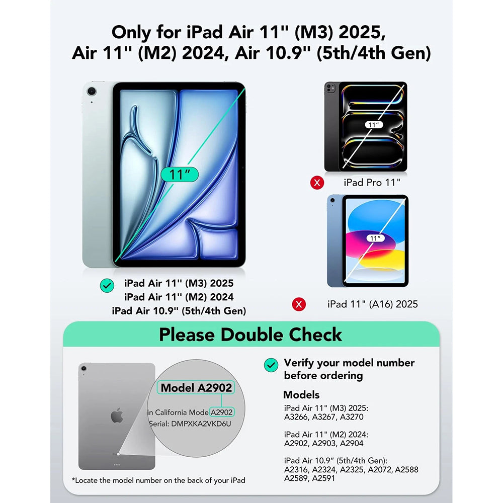 Keyboard Case for Apple iPad Air 11 (2026) / iPad Air 11 (2025) / Air 11 (2024) / Air (2022) / Air (2020), ESR, Flex, Gray